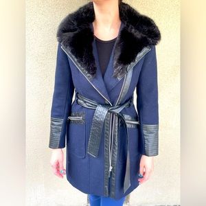 Warm Faux Fur Coat with leather belt